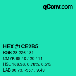 Color code: HEX #1CE2B5 | qconv.com