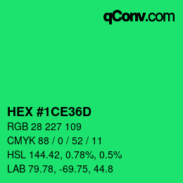 颜色代码: HEX #1CE36D | qconv.com