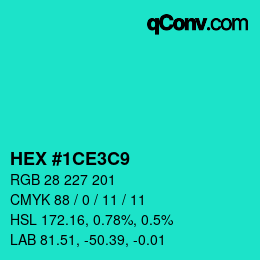 Color code: HEX #1CE3C9 | qconv.com