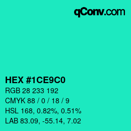 Color code: HEX #1CE9C0 | qconv.com