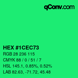 カラーコード: HEX #1CEC73 | qconv.com