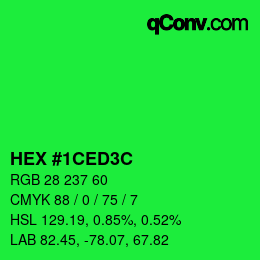 Color code: HEX #1CED3C | qconv.com