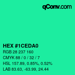 Color code: HEX #1CEDA0 | qconv.com