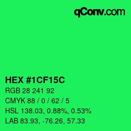 Color code: HEX #1CF15C | qconv.com