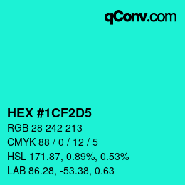 Color code: HEX #1CF2D5 | qconv.com