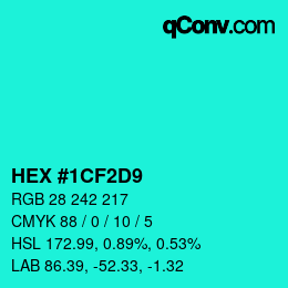 Color code: HEX #1CF2D9 | qconv.com