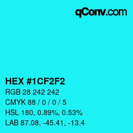 Color code: HEX #1CF2F2 | qconv.com