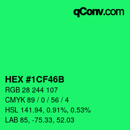 Color code: HEX #1CF46B | qconv.com