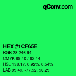 Color code: HEX #1CF65E | qconv.com