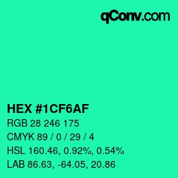 Color code: HEX #1CF6AF | qconv.com