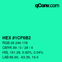 Color code: HEX #1CF6B2 | qconv.com