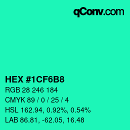 カラーコード: HEX #1CF6B8 | qconv.com