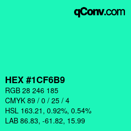 Color code: HEX #1CF6B9 | qconv.com