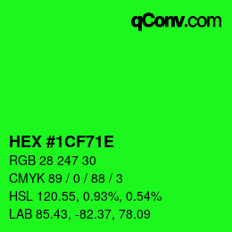 Color code: HEX #1CF71E | qconv.com