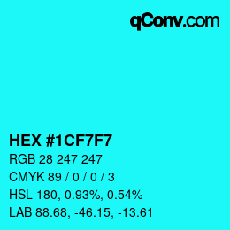 Color code: HEX #1CF7F7 | qconv.com