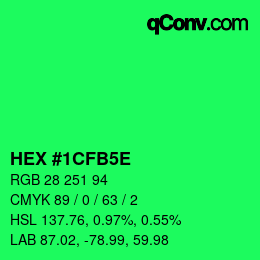 Color code: HEX #1CFB5E | qconv.com