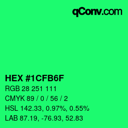 カラーコード: HEX #1CFB6F | qconv.com
