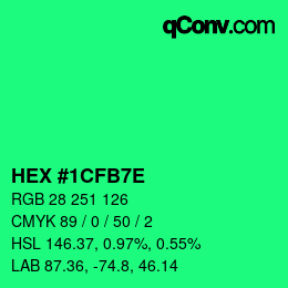 Color code: HEX #1CFB7E | qconv.com