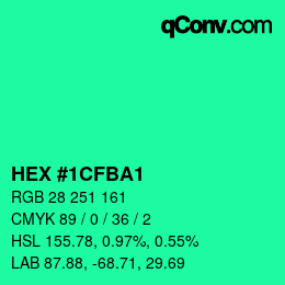 Color code: HEX #1CFBA1 | qconv.com