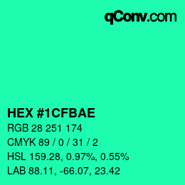 Color code: HEX #1CFBAE | qconv.com