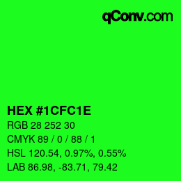 Color code: HEX #1CFC1E | qconv.com