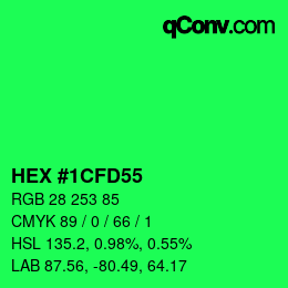Código de color: HEX #1CFD55 | qconv.com