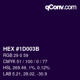 颜色代码: HEX #1D003B | qconv.com