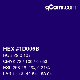 颜色代码: HEX #1D006B | qconv.com