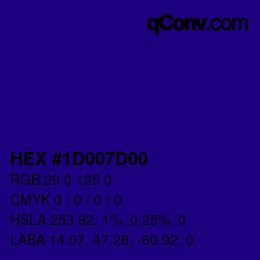 Farbcode: HEX #1D007D00 | qconv.com