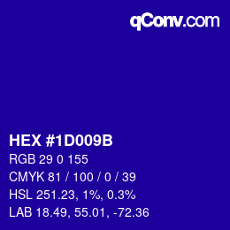 Color code: HEX #1D009B | qconv.com