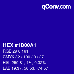 Color code: HEX #1D00A1 | qconv.com