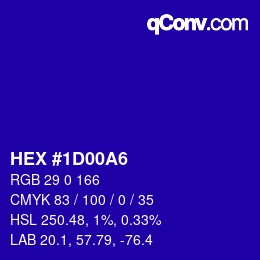 Color code: HEX #1D00A6 | qconv.com