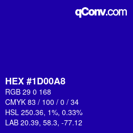 Color code: HEX #1D00A8 | qconv.com