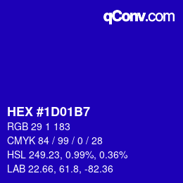 Color code: HEX #1D01B7 | qconv.com