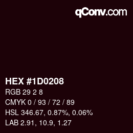 Farbcode: HEX #1D0208 | qconv.com