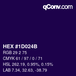 Farbcode: HEX #1D024B | qconv.com