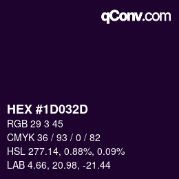 Color code: HEX #1D032D | qconv.com
