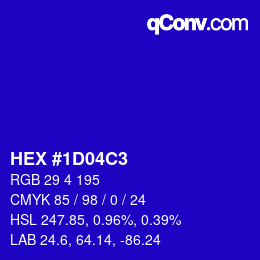 颜色代码: HEX #1D04C3 | qconv.com