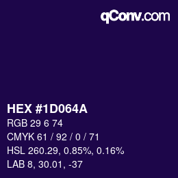 Color code: HEX #1D064A | qconv.com