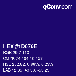 Color code: HEX #1D076E | qconv.com