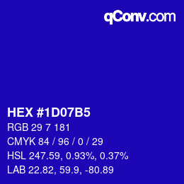 カラーコード: HEX #1D07B5 | qconv.com