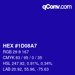 Color code: HEX #1D08A7 | qconv.com