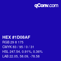 Color code: HEX #1D08AF | qconv.com