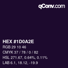 Color code: HEX #1D0A2E | qconv.com