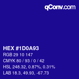 Color code: HEX #1D0A93 | qconv.com