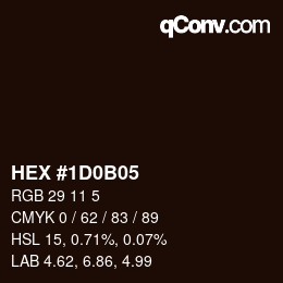 カラーコード: HEX #1D0B05 | qconv.com