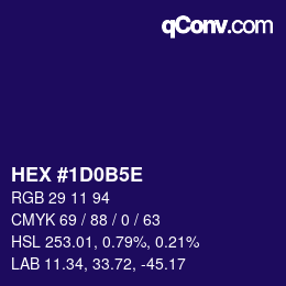 カラーコード: HEX #1D0B5E | qconv.com
