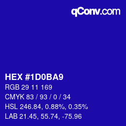 Color code: HEX #1D0BA9 | qconv.com
