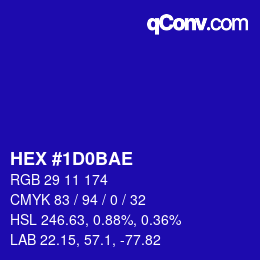 Color code: HEX #1D0BAE | qconv.com