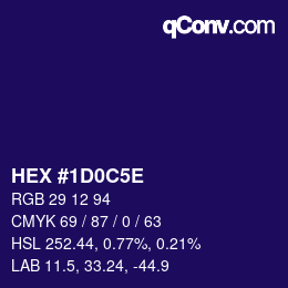 Code couleur: HEX #1D0C5E | qconv.com